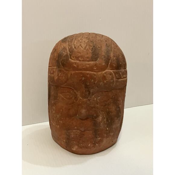 Olmec Head Statue 9” Terracotta INAH Authentic Reproduction Figurine Mexico - Picture 1 of 5
